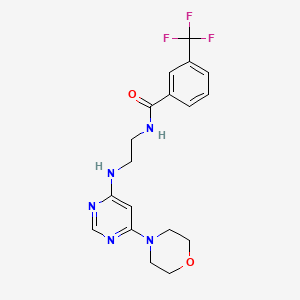 molecular formula C18H20F3N5O2 B5519033 N-(2-{[6-(4-morpholinyl)-4-pyrimidinyl]amino}ethyl)-3-(trifluoromethyl)benzamide 