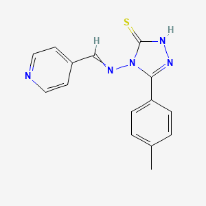 molecular formula C15H13N5S B5519043 5-(4-甲基苯基)-4-[(4-吡啶亚甲基)氨基]-4H-1,2,4-三唑-3-硫醇 