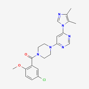 molecular formula C21H23ClN6O2 B5519081 4-[4-(5-chloro-2-methoxybenzoyl)-1-piperazinyl]-6-(4,5-dimethyl-1H-imidazol-1-yl)pyrimidine 