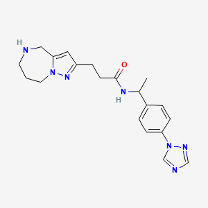 molecular formula C20H25N7O B5519145 3-(5,6,7,8-tetrahydro-4H-pyrazolo[1,5-a][1,4]diazepin-2-yl)-N-{1-[4-(1H-1,2,4-triazol-1-yl)phenyl]ethyl}propanamide 