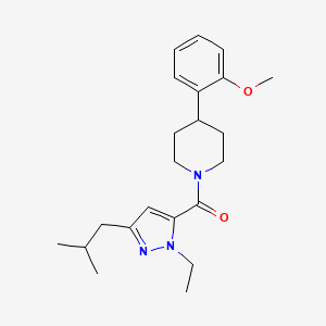 molecular formula C22H31N3O2 B5519156 1-[(1-ethyl-3-isobutyl-1H-pyrazol-5-yl)carbonyl]-4-(2-methoxyphenyl)piperidine 