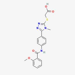 molecular formula C19H18N4O4S B5519215 [(5-{4-[(2-methoxybenzoyl)amino]phenyl}-4-methyl-4H-1,2,4-triazol-3-yl)thio]acetic acid 