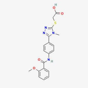 molecular formula C19H18N4O4S B5519215 [(5-{4-[(2-甲氧基苯甲酰)氨基]苯基}-4-甲基-4H-1,2,4-三唑-3-基)硫代]乙酸 