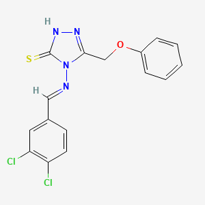 molecular formula C16H12Cl2N4OS B5519223 4-[(3,4-dichlorobenzylidene)amino]-5-(phenoxymethyl)-4H-1,2,4-triazole-3-thiol 