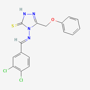 molecular formula C16H12Cl2N4OS B5519223 4-[(3,4-二氯苄亚胺基)氨基]-5-(苯氧甲基)-4H-1,2,4-三唑-3-硫酚 