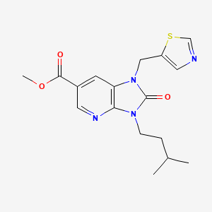 molecular formula C17H20N4O3S B5519381 methyl 3-(3-methylbutyl)-2-oxo-1-(1,3-thiazol-5-ylmethyl)-2,3-dihydro-1H-imidazo[4,5-b]pyridine-6-carboxylate 