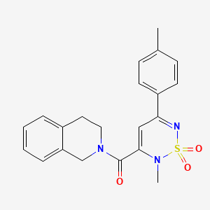 molecular formula C21H21N3O3S B5519395 2-{[2-methyl-5-(4-methylphenyl)-1,1-dioxido-2H-1,2,6-thiadiazin-3-yl]carbonyl}-1,2,3,4-tetrahydroisoquinoline 