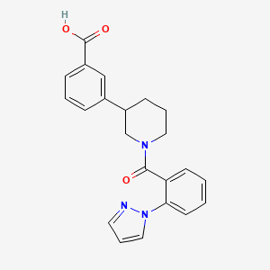 molecular formula C22H21N3O3 B5519441 3-{1-[2-(1H-pyrazol-1-yl)benzoyl]piperidin-3-yl}benzoic acid 