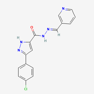 molecular formula C16H12ClN5O B5519507 3-(4-chlorophenyl)-N'-(3-pyridinylmethylene)-1H-pyrazole-5-carbohydrazide 