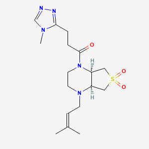 molecular formula C17H27N5O3S B5519513 (4aR*,7aS*)-1-(3-甲基-2-丁烯-1-基)-4-[3-(4-甲基-4H-1,2,4-三唑-3-基)丙酰]八氢噻吩并[3,4-b]吡嗪 6,6-二氧化物 