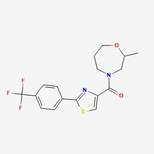 molecular formula C17H17F3N2O2S B5519517 2-甲基-4-({2-[4-(三氟甲基)苯基]-1,3-噻唑-4-基}羰基)-1,4-氧杂环戊烷 