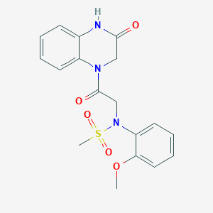 molecular formula C18H19N3O5S B5519539 N-(2-methoxyphenyl)-N-[2-oxo-2-(3-oxo-3,4-dihydro-1(2H)-quinoxalinyl)ethyl]methanesulfonamide 