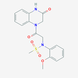 molecular formula C18H19N3O5S B5519539 N-(2-甲氧基苯基)-N-[2-氧代-2-(3-氧代-3,4-二氢-1(2H)-喹喔啉基)乙基]甲磺酰胺 