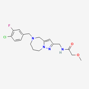 molecular formula C18H22ClFN4O2 B5519548 N-{[5-(4-chloro-3-fluorobenzyl)-5,6,7,8-tetrahydro-4H-pyrazolo[1,5-a][1,4]diazepin-2-yl]methyl}-2-methoxyacetamide 