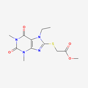 molecular formula C12H16N4O4S B5519551 [(7-乙基-1,3-二甲基-2,6-二氧代-2,3,6,7-四氢-1H-嘌呤-8-基)硫代]乙酸甲酯 
