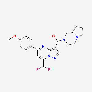 molecular formula C22H23F2N5O2 B5519562 7-(difluoromethyl)-3-(hexahydropyrrolo[1,2-a]pyrazin-2(1H)-ylcarbonyl)-5-(4-methoxyphenyl)pyrazolo[1,5-a]pyrimidine 