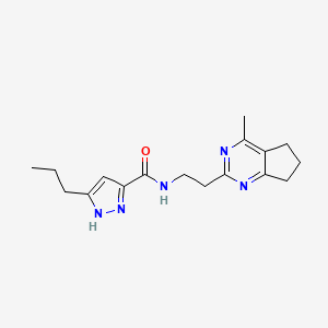 molecular formula C17H23N5O B5519588 N-[2-(4-methyl-6,7-dihydro-5H-cyclopenta[d]pyrimidin-2-yl)ethyl]-3-propyl-1H-pyrazole-5-carboxamide 