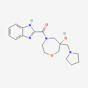molecular formula C18H24N4O3 B5519596 4-(1H-benzimidazol-2-ylcarbonyl)-6-(pyrrolidin-1-ylmethyl)-1,4-oxazepan-6-ol 
