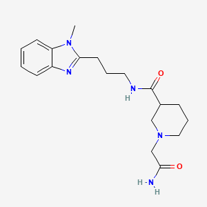 molecular formula C19H27N5O2 B5519637 1-(2-amino-2-oxoethyl)-N-[3-(1-methyl-1H-benzimidazol-2-yl)propyl]-3-piperidinecarboxamide 