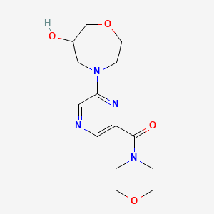 molecular formula C14H20N4O4 B5519675 4-[6-(吗啉-4-基羰基)吡嗪-2-基]-1,4-恶杂环己烷-6-醇 