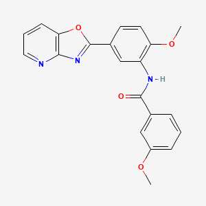 molecular formula C21H17N3O4 B5519682 3-methoxy-N-(2-methoxy-5-[1,3]oxazolo[4,5-b]pyridin-2-ylphenyl)benzamide 