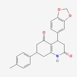 molecular formula C23H21NO4 B5519697 4-(1,3-benzodioxol-5-yl)-7-(4-methylphenyl)-4,6,7,8-tetrahydro-2,5(1H,3H)-quinolinedione 