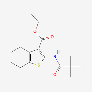 molecular formula C16H23NO3S B5519704 ethyl 2-[(2,2-dimethylpropanoyl)amino]-4,5,6,7-tetrahydro-1-benzothiophene-3-carboxylate 