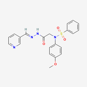 molecular formula C21H20N4O4S B5519711 N-(4-methoxyphenyl)-N-{2-oxo-2-[2-(3-pyridinylmethylene)hydrazino]ethyl}benzenesulfonamide 