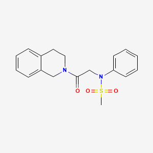 molecular formula C18H20N2O3S B5519767 N-[2-(3,4-dihydro-2(1H)-isoquinolinyl)-2-oxoethyl]-N-phenylmethanesulfonamide 