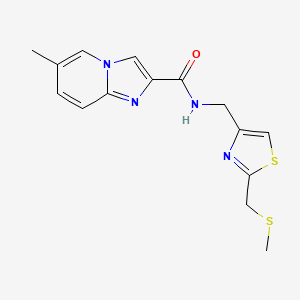 molecular formula C15H16N4OS2 B5519802 6-methyl-N-({2-[(methylthio)methyl]-1,3-thiazol-4-yl}methyl)imidazo[1,2-a]pyridine-2-carboxamide 