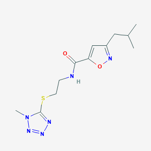 molecular formula C12H18N6O2S B5519806 3-isobutyl-N-{2-[(1-methyl-1H-tetrazol-5-yl)thio]ethyl}-5-isoxazolecarboxamide 