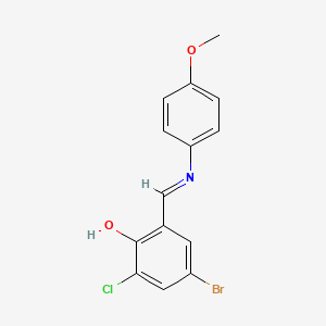 molecular formula C14H11BrClNO2 B5519809 4-bromo-2-chloro-6-{[(4-methoxyphenyl)imino]methyl}phenol 