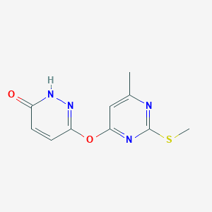 molecular formula C10H10N4O2S B5519816 6-{[6-甲基-2-(甲硫基)-4-嘧啶基]氧基}-3-哒嗪醇 