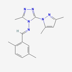 molecular formula C17H20N6 B5519847 N-(2,5-二甲基苄叉亚甲基)-3-(3,5-二甲基-1H-吡唑-1-基)-5-甲基-4H-1,2,4-三唑-4-胺 