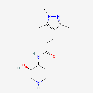 molecular formula C14H24N4O2 B5519864 N-[rel-(3R,4R)-3-hydroxy-4-piperidinyl]-3-(1,3,5-trimethyl-1H-pyrazol-4-yl)propanamide hydrochloride 