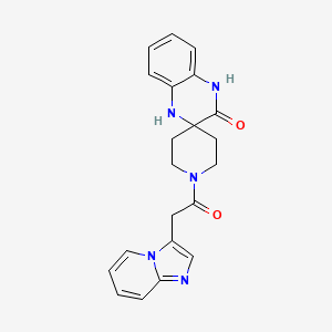 molecular formula C21H21N5O2 B5519899 1-(imidazo[1,2-a]pyridin-3-ylacetyl)-1',4'-dihydro-3'H-spiro[piperidine-4,2'-quinoxalin]-3'-one 