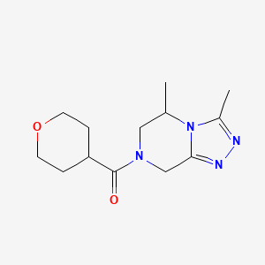 molecular formula C13H20N4O2 B5519905 3,5-dimethyl-7-(tetrahydro-2H-pyran-4-ylcarbonyl)-5,6,7,8-tetrahydro[1,2,4]triazolo[4,3-a]pyrazine 
