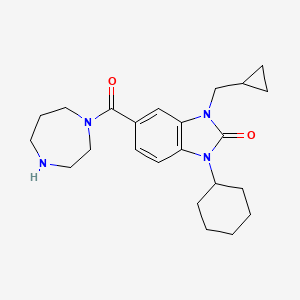 molecular formula C23H32N4O2 B5520021 1-cyclohexyl-3-(cyclopropylmethyl)-5-(1,4-diazepan-1-ylcarbonyl)-1,3-dihydro-2H-benzimidazol-2-one hydrochloride 