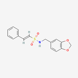 molecular formula C16H15NO4S B5520024 N-(1,3-苯并二氧杂环-5-基甲基)-2-苯乙烯磺酰胺 