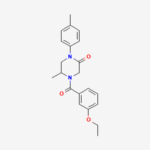 molecular formula C21H24N2O3 B5520040 4-(3-ethoxybenzoyl)-5-methyl-1-(4-methylphenyl)-2-piperazinone 
