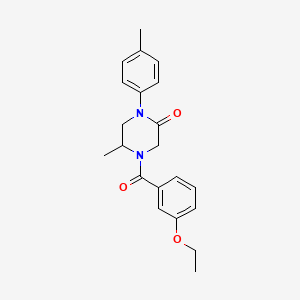 molecular formula C21H24N2O3 B5520040 4-(3-乙氧基苯甲酰基)-5-甲基-1-(4-甲基苯基)-2-哌嗪酮 