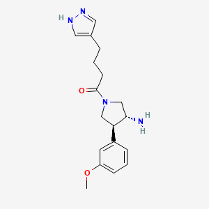(3R*,4S*)-4-(3-methoxyphenyl)-1-[4-(1H-pyrazol-4-yl)butanoyl]pyrrolidin-3-amine