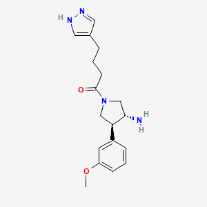 molecular formula C18H24N4O2 B5520077 (3R*,4S*)-4-(3-methoxyphenyl)-1-[4-(1H-pyrazol-4-yl)butanoyl]pyrrolidin-3-amine 