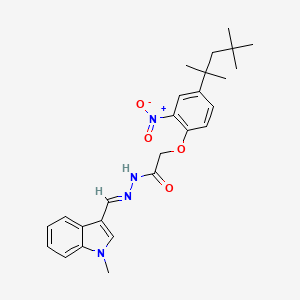 molecular formula C26H32N4O4 B5520139 N'-[(1-甲基-1H-吲哚-3-基)亚甲基]-2-[2-硝基-4-(1,1,3,3-四甲基丁基)苯氧基]乙酰肼 