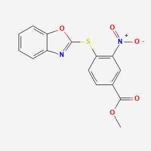 molecular formula C15H10N2O5S B5520164 methyl 4-(1,3-benzoxazol-2-ylthio)-3-nitrobenzoate 