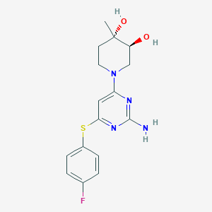 molecular formula C16H19FN4O2S B5520192 (3S*,4S*)-1-{2-amino-6-[(4-fluorophenyl)thio]pyrimidin-4-yl}-4-methylpiperidine-3,4-diol 