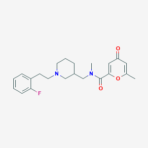 molecular formula C22H27FN2O3 B5520213 N-({1-[2-(2-fluorophenyl)ethyl]piperidin-3-yl}methyl)-N,6-dimethyl-4-oxo-4H-pyran-2-carboxamide 