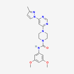 molecular formula C21H25N7O3 B5520220 N-(3,5-dimethoxyphenyl)-4-[6-(3-methyl-1H-pyrazol-1-yl)-4-pyrimidinyl]-1-piperazinecarboxamide 