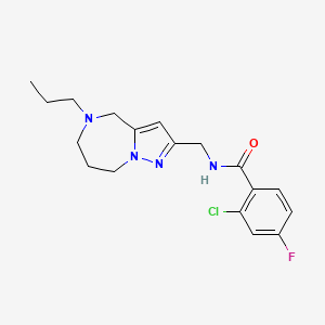 2-chloro-4-fluoro-N-[(5-propyl-5,6,7,8-tetrahydro-4H-pyrazolo[1,5-a][1,4]diazepin-2-yl)methyl]benzamide