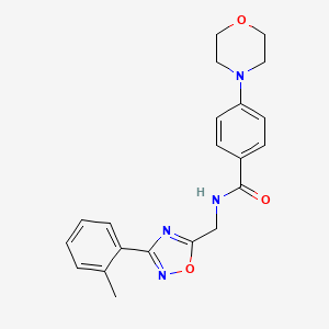 molecular formula C21H22N4O3 B5520250 N-{[3-(2-methylphenyl)-1,2,4-oxadiazol-5-yl]methyl}-4-(4-morpholinyl)benzamide 